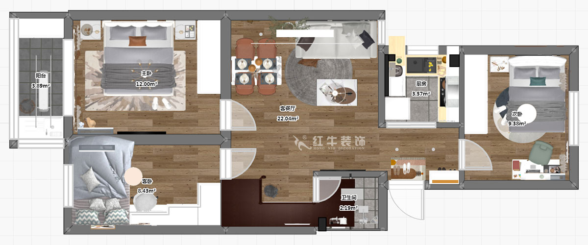 刘萍萍｜华阳家园华彩苑47号702室-78㎡-简约风格｜3室2厅1卫｜老房装修｜定制家￥111517｜全包11